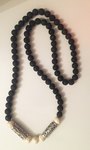 Perle de lave 10 mm  perles intercalaires argent tibétain howlite marbrée 12..70 cm